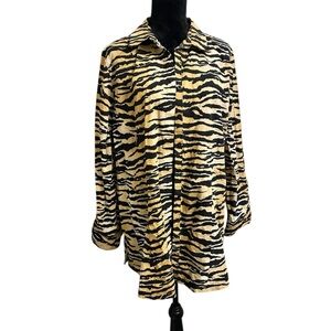 Chico's Black and Tan Animal Print Button Up Shirt Size 3 (XL)